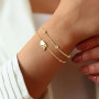 Turandoss Bracelet Lettre Initiale Femme Or– Plaqué or 14 Carats A-Z Lettre Bracelet Personnalisé Femme, Bijoux Cadeaux pour Fem
