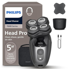 Philips Head Shaver Pro 7000 Series - Rasoir pour la tête pour hommes et femmes, tête flexible à 360° et lames ComfortCut pour u
