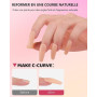 Aokitec Kit Gel Dur Ongles Rose Nude, 100 Formes et Pinceau | Kit complet avec gel dur rose nude, 100 formes et pinceau pour ext