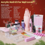 Kit Ongle Acrylique Gel Complet avec Main D'entrainement & Sac de Rangement | Poudre Acrylique Pour Ongles avec Poudres Acryliqu