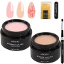 Aokitec Kit Gel Dur Ongles Rose Nude, 100 Formes et Pinceau | Kit complet avec gel dur rose nude, 100 formes et pinceau pour ext