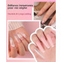 Aokitec Kit Gel Dur Ongles Rose Nude, 100 Formes et Pinceau | Kit complet avec gel dur rose nude, 100 formes et pinceau pour ext