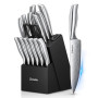 D.Perlla Couteaux de Cuisine, 15 Set de Couteaux de Cuisine Professionnel, Ensemble de Couteaux de Cuisine en Acier Inoxydable S