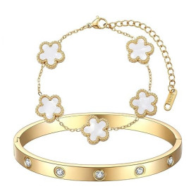 XFSRG Bracelet Femme Zircon Cristal Fleur Bracelet Ajustable Bijoux Accessoires Cadeau pour Fille Cadeau pour l'anniversaire de