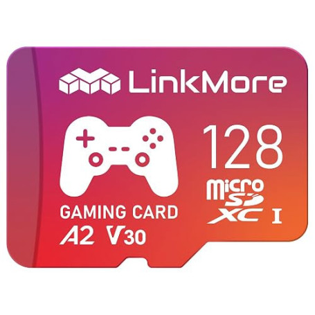 LinkMore XV23 PRO Carte micro SDXC de jeu 128 Go, A2, UHS-I, U3, V30, classe 10, vitesse de lecture jusqu'à 160 Mo/s, vitesse d'