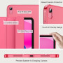 JETech Coque pour iPad (A16) 11e/10e Gén, Rose | Pour 2025/2022 Modèle, Étui Housse Dos Translucide Fin, Support 3 Volets, Veill