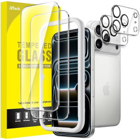 JETech Verre Trempé pour iPhone 17 Pro Max, Lot de 2+2 | Avec Protection d'Objectif Caméra, Protection D'écran Transparent HD, P