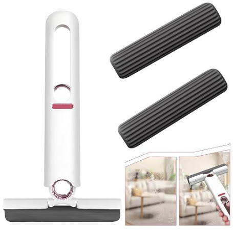 Balai Eponge Mains Libres avec 3 Tampons Rechange Tête Balai Portable Remplaçable Manche Court Serpillière Eponge Portable Auto