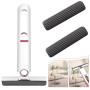 Balai Eponge Mains Libres avec 3 Tampons Rechange Tête Balai Portable Remplaçable Manche Court Serpillière Eponge Portable Auto
