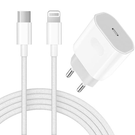 Chargeur Rapide Certifié Apple MFi pour iPhone 14/13/12/11/Pro Max Plus Mini SE XR X XS 8 7 6, Adaptateur Secteur USB-C 25 W ave