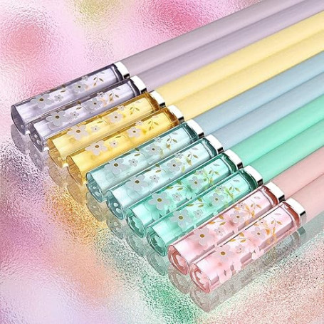 5 Paires Baguette Chinoise Reutilisable Baguette en Fibre de Verre Lavables Baguettes Antidérapantes Sakura Amber Baguettes Chin