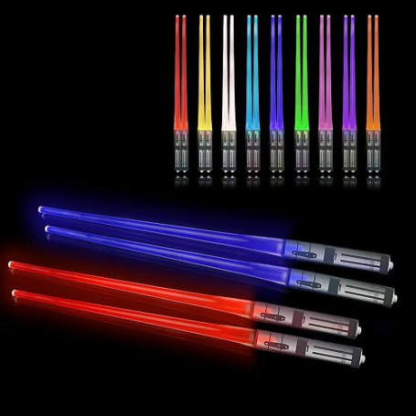 Light Up Baguettes Lightsaber Baguette Chinoise avec 9 Modes de Couleur, SOARFLY Lightsaber Baguette Réutilisables Sans BPA Illu