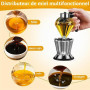 DEARBAG Distributeur de miel en verre de 200 ml avec support, distributeur pour sirop, huile d'olive, vinaigre, distributeur en