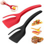 KJG Spatule à œufs au plat, spatule 2 en 1, spatule à pancakes, spatule en plastique, spatule en silicone, résistance aux hautes