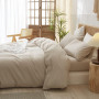 Sedefen Housse de Couette 200x200 cm Beige Coton lavé Couleur Unie | Parure de Lit 2 Personnes Adulte,avec Fermeture Éclair,avec