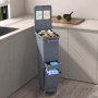 COSTWAY Poubelle Cuisine 32 L en Plastique, Poubelle Tri Selectif 2 Bac avec Tiroir, 2 Seaux Amovible, Poubelle Pédale Étroite 2