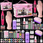 Deciniee Acrylique Kit Ongles Pour Débutants–Faux Ongles/Poudre Acrylique/Lampe UV/Main D'Entrainement Manucure-Idéal Pour DIY N
