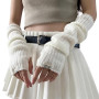 BWOOOWE Gants Sans Doigts Femme Manches Longues Mitaine Tricotés Manchette Bras Hiver Chauffant Mitaines Longues