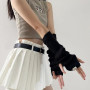 BWOOOWE 2 Pièces Gants Sans Doigts Manches Longues Femme Mitaines Tricotées Chauffantes Style Hiphop Manchettes Empilées Hiver A