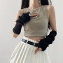 BWOOOWE 2 Pièces Gants Sans Doigts Manches Longues Femme Mitaines Tricotées Chauffantes Style Hiphop Manchettes Empilées Hiver A