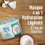 Le Petit Marseillais Masque 4 en 1 Eau de Coco Bio, Pot de 370 ml | Hydratation Légèreté, Masque Capillaire pour Cheveux Déshydr