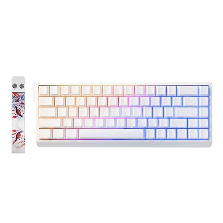 YUNZII MAD68 HE Clavier Gamer Filaire 8000Hz (Blanc, Magnetic Amber Pro) | Rapid Trigger, Switch Magnétiques à Effet Hall, RGB,