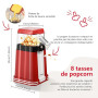 YASHE Machine à pop-corn rétro, 1200W Machine à pop-corn à air chaud avec gobelet doseur, à bouton unique, sans huile, Parfaite