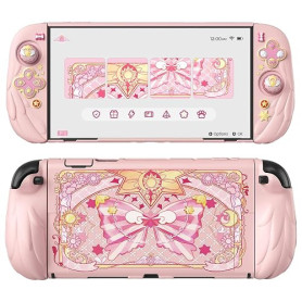 playvital Coque pour Nintendo Switch 2 Console-Rose，Style Ailes Magiques | avec Silicone Cover Joycon & Capuchon Joystick pour S