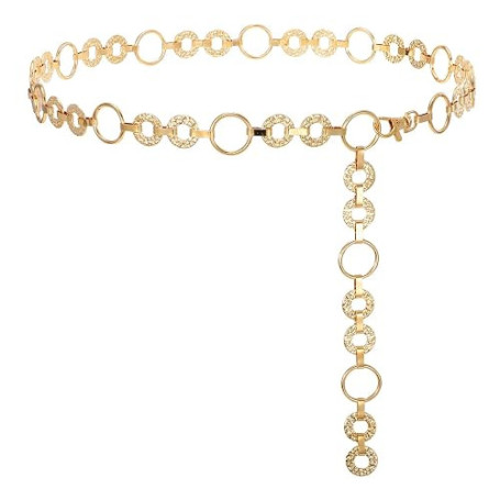 JASGOOD Ceinture Femme Dorée Chaine de Taille en Métal Ceinture Chaine Réglable Tendance pour Jeans Robe Jupe