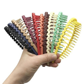 FSSTUD Lot de 7 serre-têtes en plastique avec dents - Peigne ondulé - Serre-têtes colorés en zigzag - Élastique antidérapant en