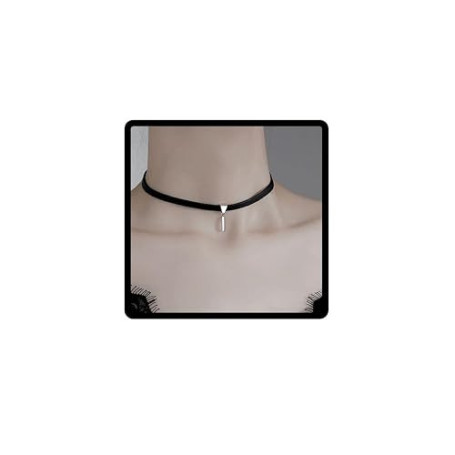 Carufin Collier ras du cou en cuir noir sexy Collier clavicule en cristal Bijoux réglables pour femmes et filles
