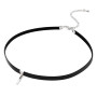 Carufin Collier ras du cou en cuir noir sexy Collier clavicule en cristal Bijoux réglables pour femmes et filles