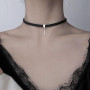 Carufin Collier ras du cou en cuir noir sexy Collier clavicule en cristal Bijoux réglables pour femmes et filles