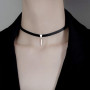 Carufin Collier ras du cou en cuir noir sexy Collier clavicule en cristal Bijoux réglables pour femmes et filles