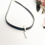 Carufin Collier ras du cou en cuir noir sexy Collier clavicule en cristal Bijoux réglables pour femmes et filles