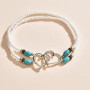 Weddy Love chaîne de pied coeur à coeur turquoise perles chaîne de pied bracelet été plage stretch chaîne de pied Femmes bijoux