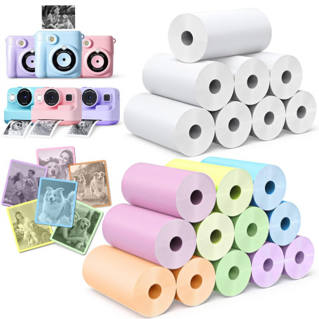 Papier Appareil Photo Enfant pour Appareil Photo Instantané Enfant 20 Rouleaux Sans BPA 5,7x2,5cm