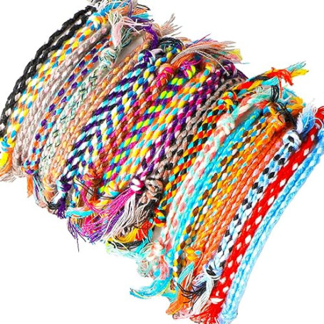 ElevateTech 30 pièces bracelets d'amitié tissés faits à la main, réglables avec pompons colorés, en corde de coton, One Size, Co