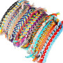 ElevateTech 30 pièces bracelets d'amitié tissés faits à la main, réglables avec pompons colorés, en corde de coton, One Size, Co