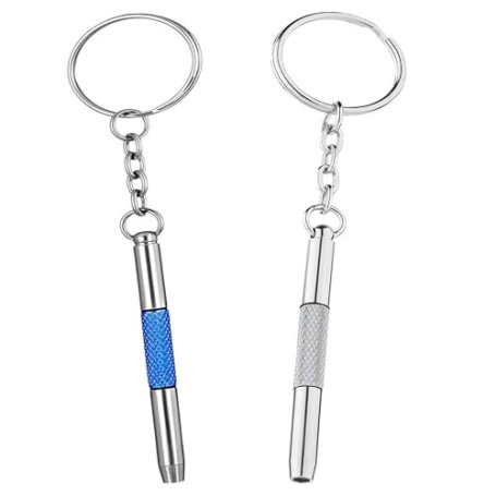 Lot de 2 Mini Tournevis pour Lunettes,Tournevis Opticien 3 en 1 Porte clés en Acier Inoxydable pour Réparation de Lunettes,Lunet