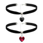 D'Amore Lot de 2 colliers ras du cou gothique en velours noir avec cœur