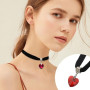 D'Amore Lot de 2 colliers ras du cou gothique en velours noir avec cœur