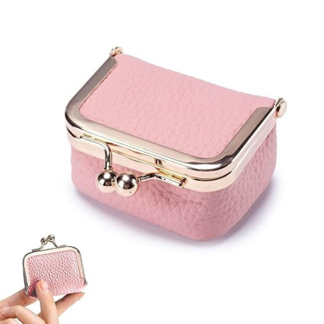 SHOFUL Boîte à bijoux de voyage en cuir, petite boîte à bijoux avec verrou Kiss Lock, mini boîte à bagues de voyage pour femme p