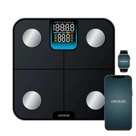 Cecotec Balance de Salle de Bain Intelligent avec App Surface Precision HealthySmart. Bluetooth et 25 Paramètres, Taille 28x28 c