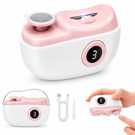 Coupe Ongle Electrique, 2-en-1 pour Bébés, Adultes et Personnes Âgées, Rose | Coupe Ongle pour Ongles Épais, Lime à Ongle Électr