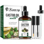 Kanzy Huile de Ricin Bio, Pressée à Froid Pure, Soin 100% Naturel Accelerates, Fortifie Des Cheveux, Barbe, Cils, Sourcils, Ongl