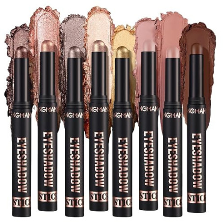 Flintronic 8PCS Crayon Fard a Paupieres, Bâton d'Ombre à Paupières, Baton de Fard a Paupiere Pailleté, Imperméable, Longue Durée