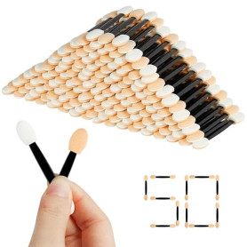 BUTBU 50 pièces Brosse à Paupières, Pinceaux Maquillages Yeux, Pinceau de Fard à Paupières Double Face, Pinceaux Eponge pour Far