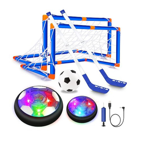 HOYIBO Air Power Football Jouet Enfant Ballon 3-in-1 Hover Hockey Soccer Jouet Ballon de Foot Rechargeable avec Pare-Chocs en Mo