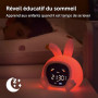 ZAZU Sarah Réveil Éducatif Enfant Rechargeable – Veilleuse LED 5 Couleurs, Machine à Sons, Horloge Jour/Nuit, Réveil Pédagogique